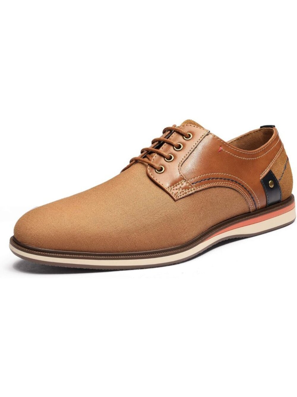 Bruno Marc Men's Tan2 Faux Leather Lace Up Non-Slip Business Casual Sneakers